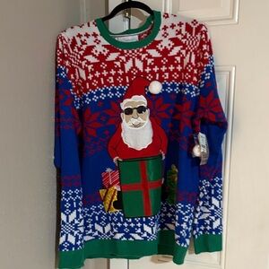 Holiday Santa Crewneck Sweater - Red, Blue, Green